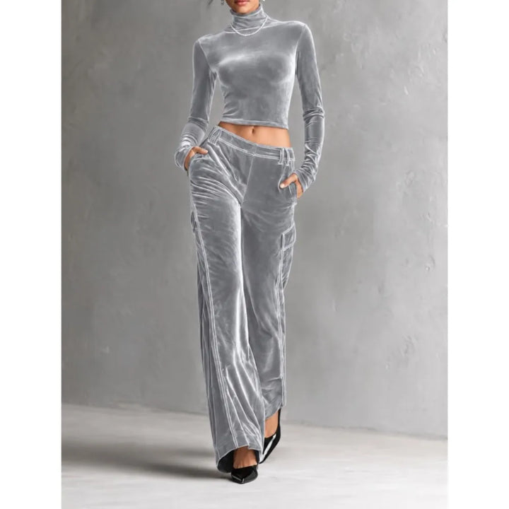 Larina Fitted Cropped Turtleneck Set