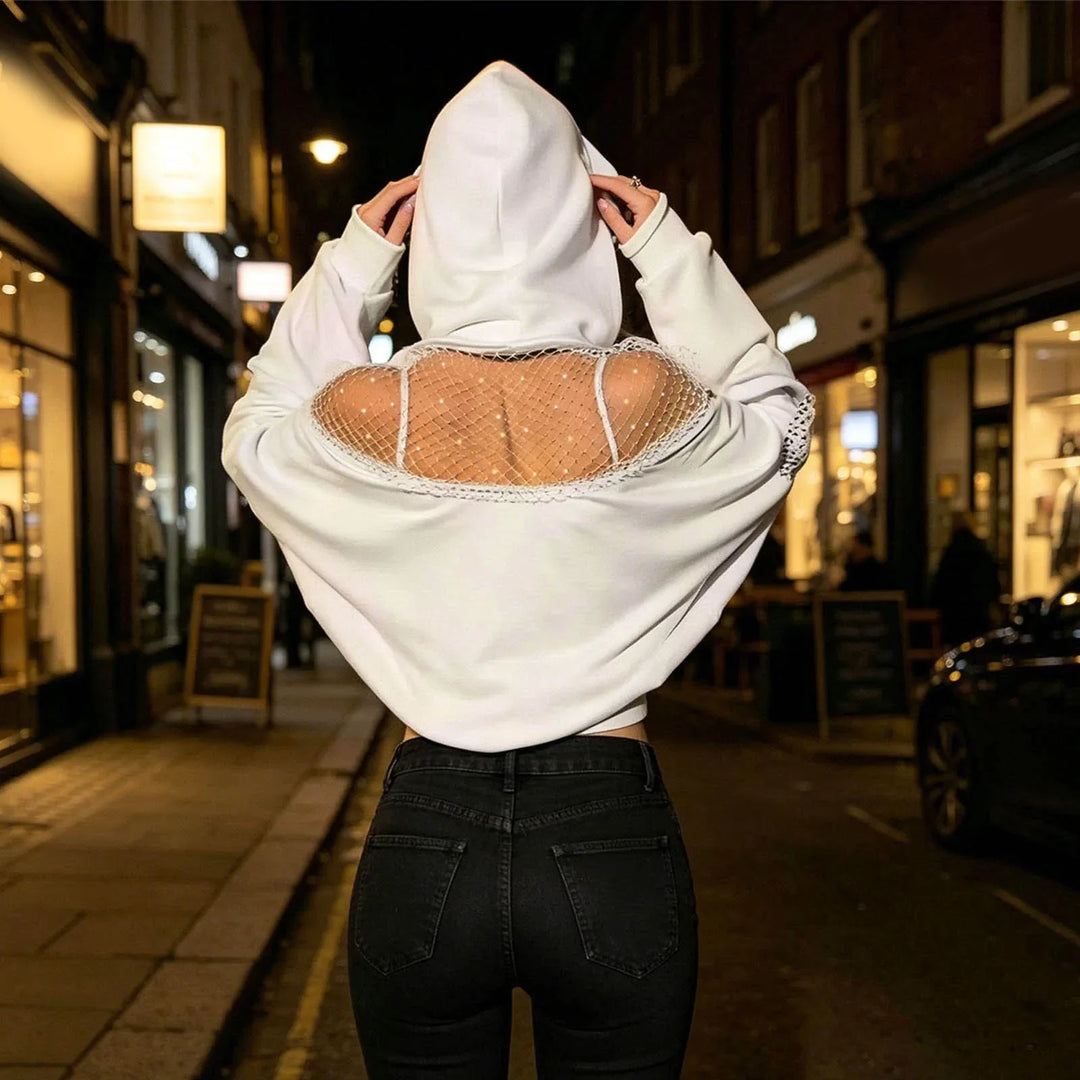 Marielise Fishnet Panel Hoodie