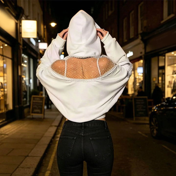 Marielise Fishnet Panel Hoodie