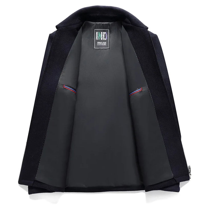 High-end men's fashionable, cool, versatile, trendy and casual woolen executive jacket, dad's suit lapel coat