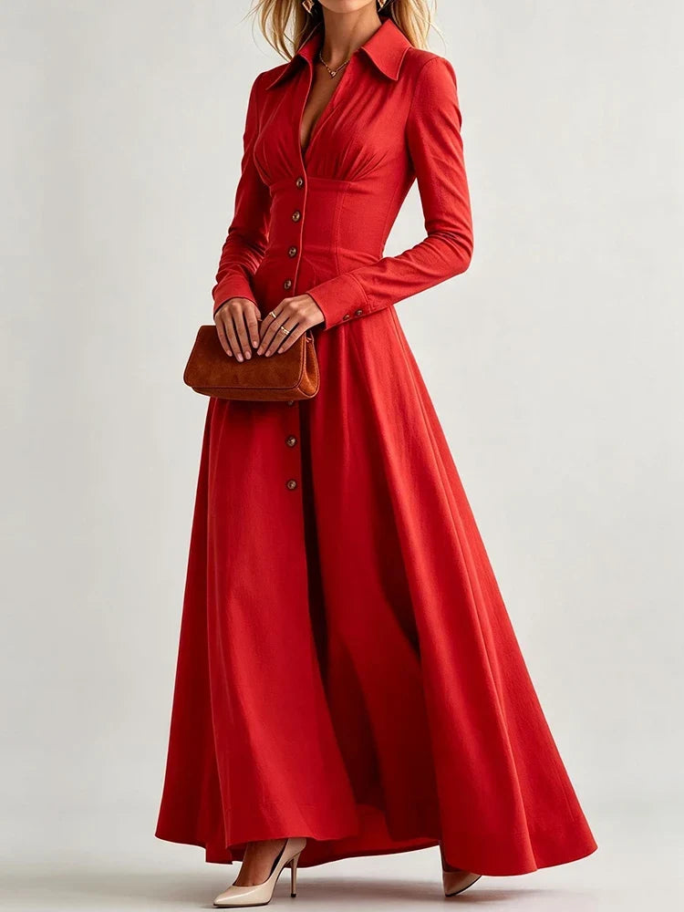 Clemence Button Front Maxi Dress