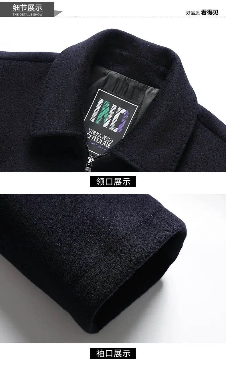 High-end men's fashionable, cool, versatile, trendy and casual woolen executive jacket, dad's suit lapel coat