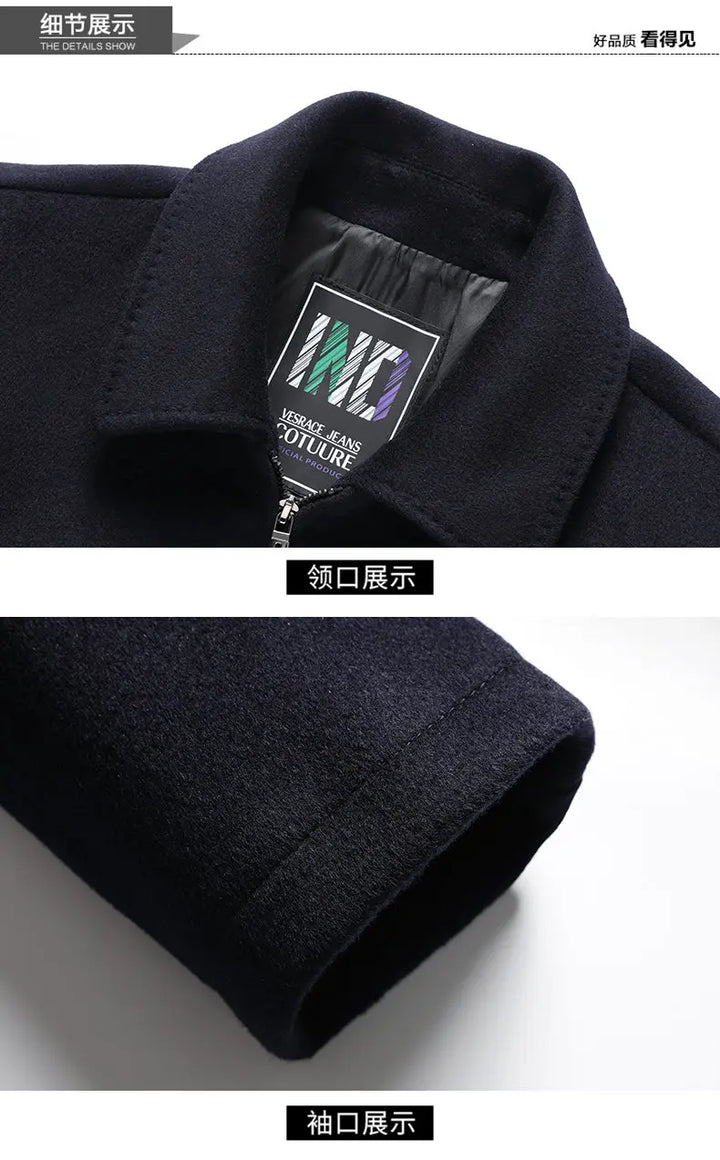 High-end men's fashionable, cool, versatile, trendy and casual woolen executive jacket, dad's suit lapel coat