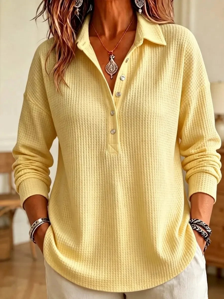 Wren Waffle Knit Polo Sweater