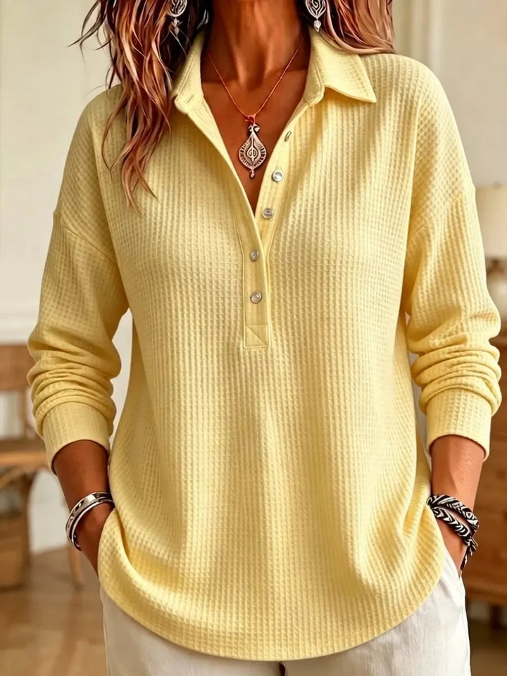 Wren Waffle Knit Polo Sweater