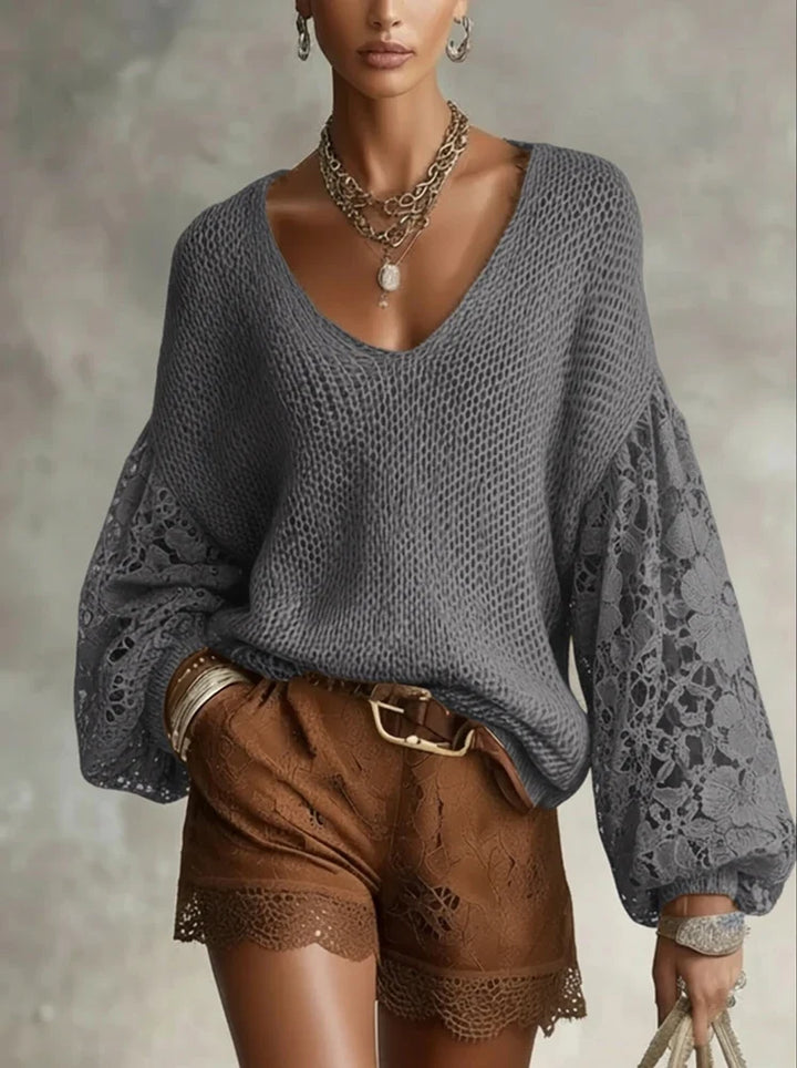Simone Lace V Neck Sweater