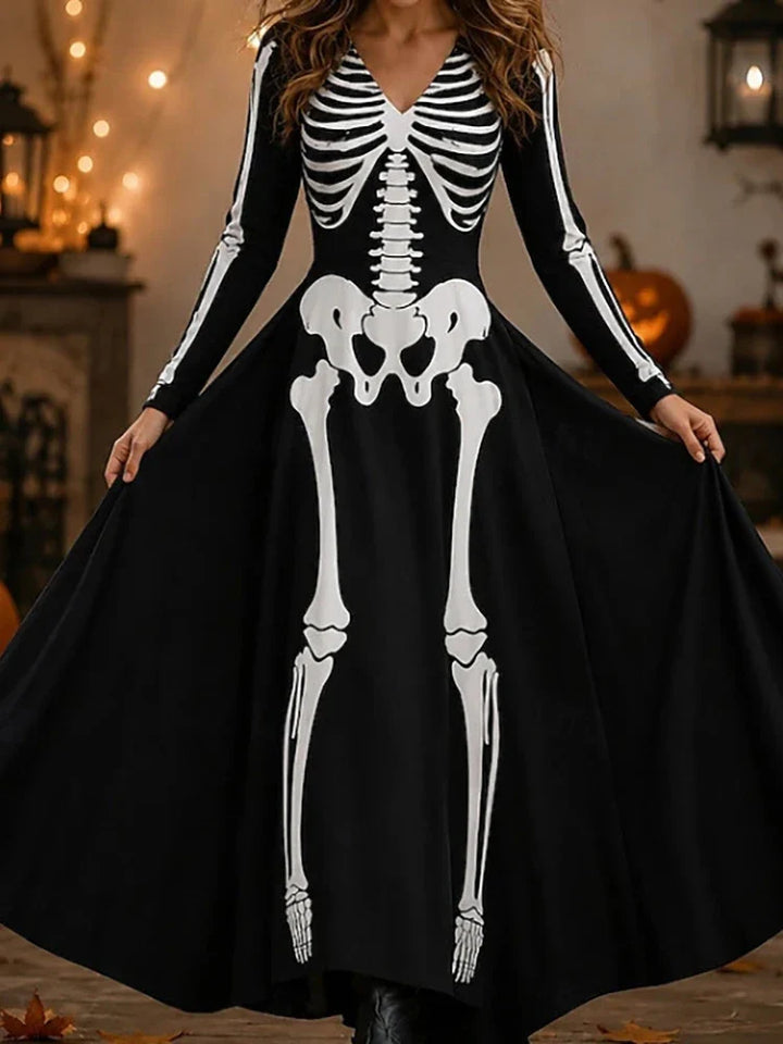 Harlow Skeleton Print Maxi Dress