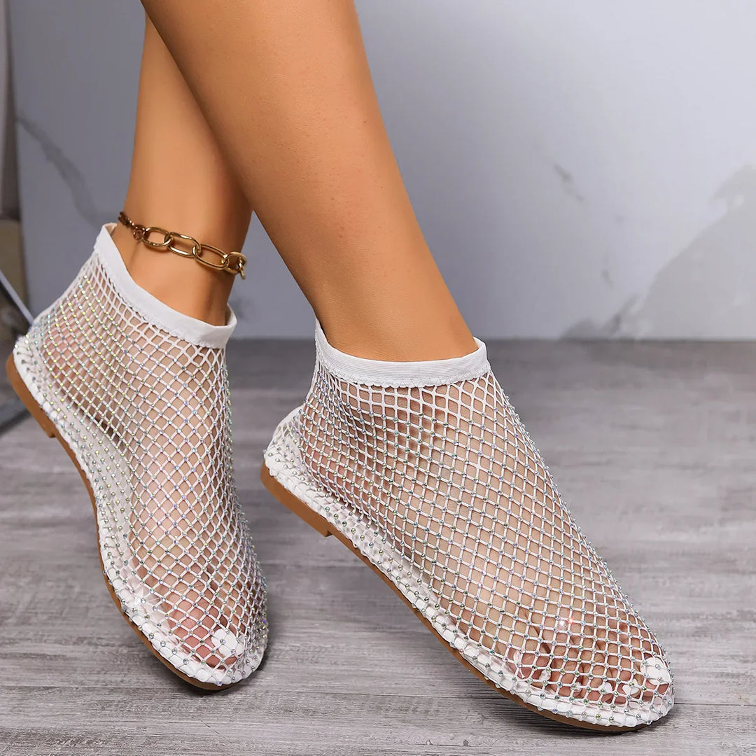 Leslie Rhinestone Midnight Flats