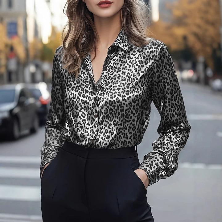 Harlow Leopard Button Front Blouse