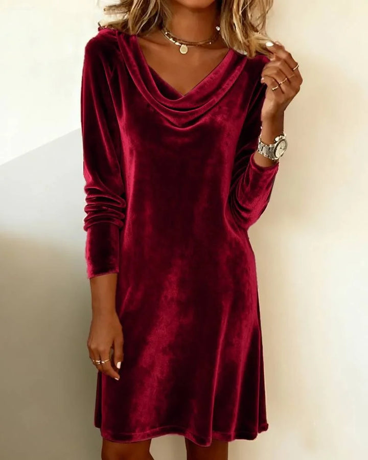 Corinne Cowl Neck Velvet Dress
