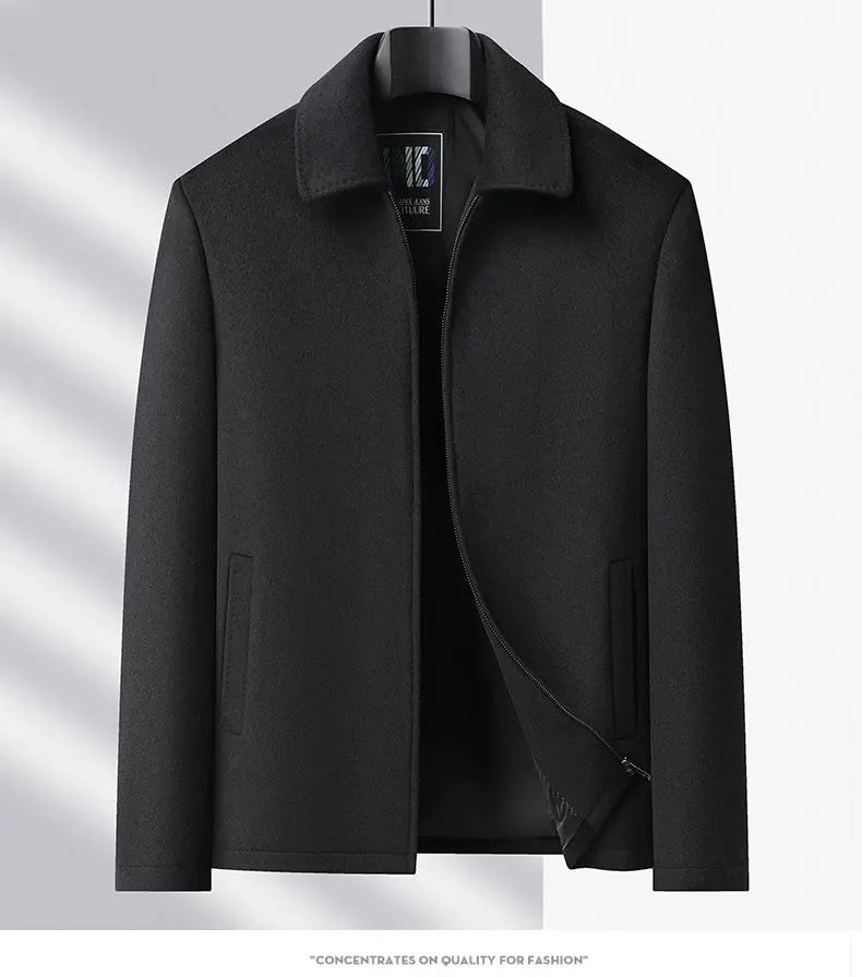 High-end men's fashionable, cool, versatile, trendy and casual woolen executive jacket, dad's suit lapel coat