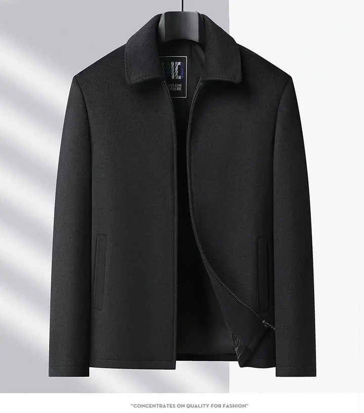 High-end men's fashionable, cool, versatile, trendy and casual woolen executive jacket, dad's suit lapel coat