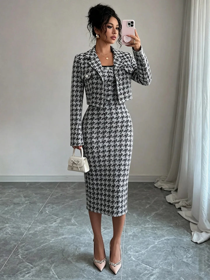 Wilhelmina Pearl Button Sheath Dress Set