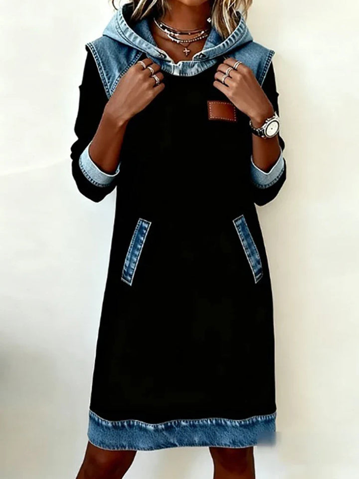 Josephine Patchwork Denim Maxi Dress