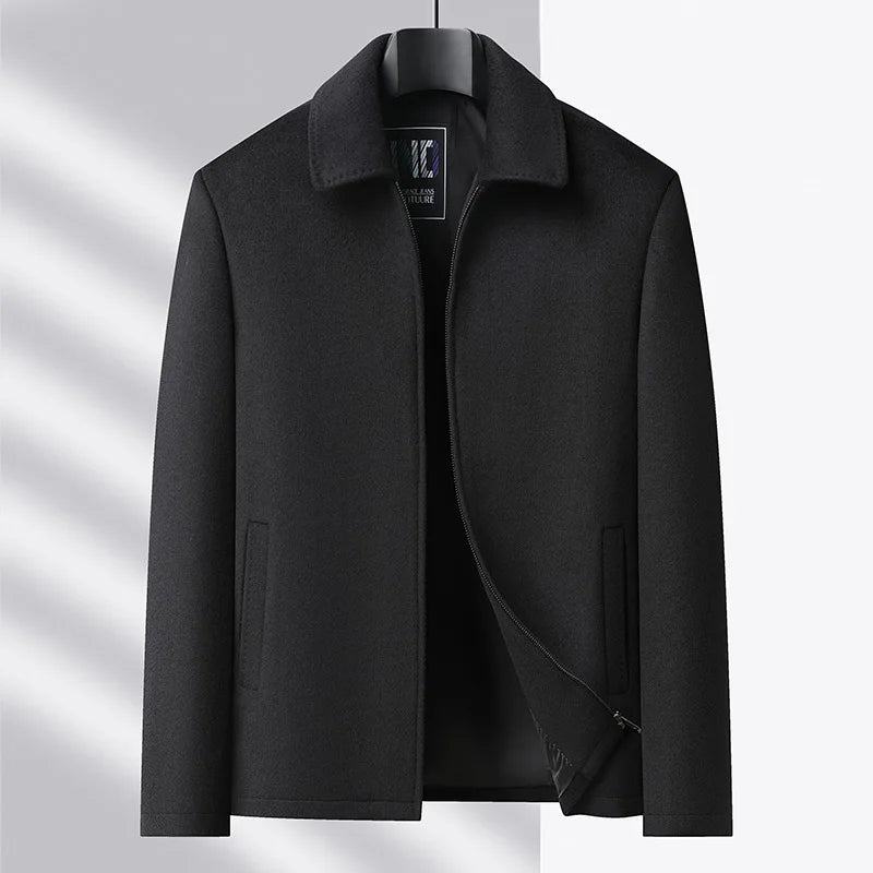 High-end men's fashionable, cool, versatile, trendy and casual woolen executive jacket, dad's suit lapel coat