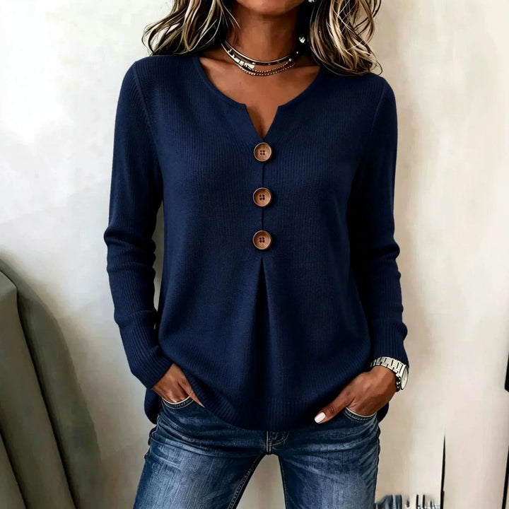 Marceline V Neck Ribbed Henley