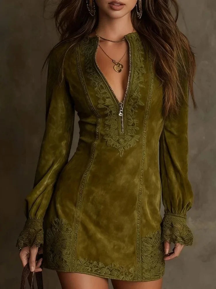 Mariana Boho Suede Dress