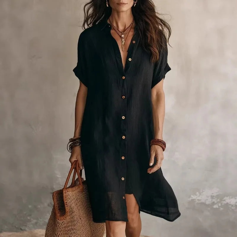 Jeanelle Button Down Shirt Dress