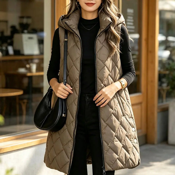 Mireille Quilted Puffer Long Vest