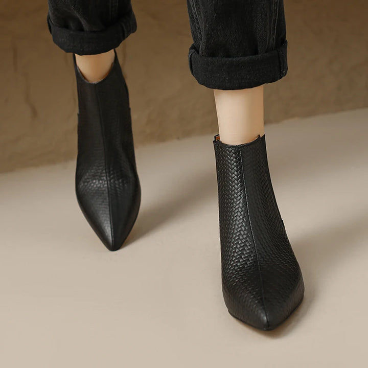 Hazel Hollow Leather Ankle Boots