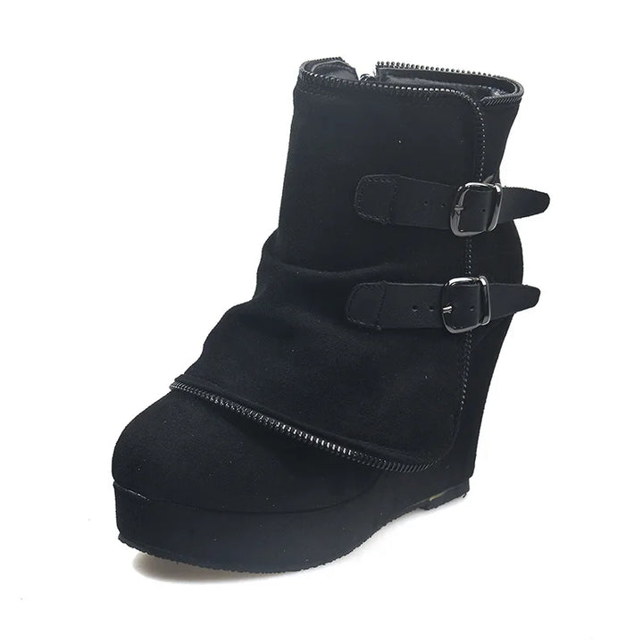 Vesna Buckle Strap Wedge Boots