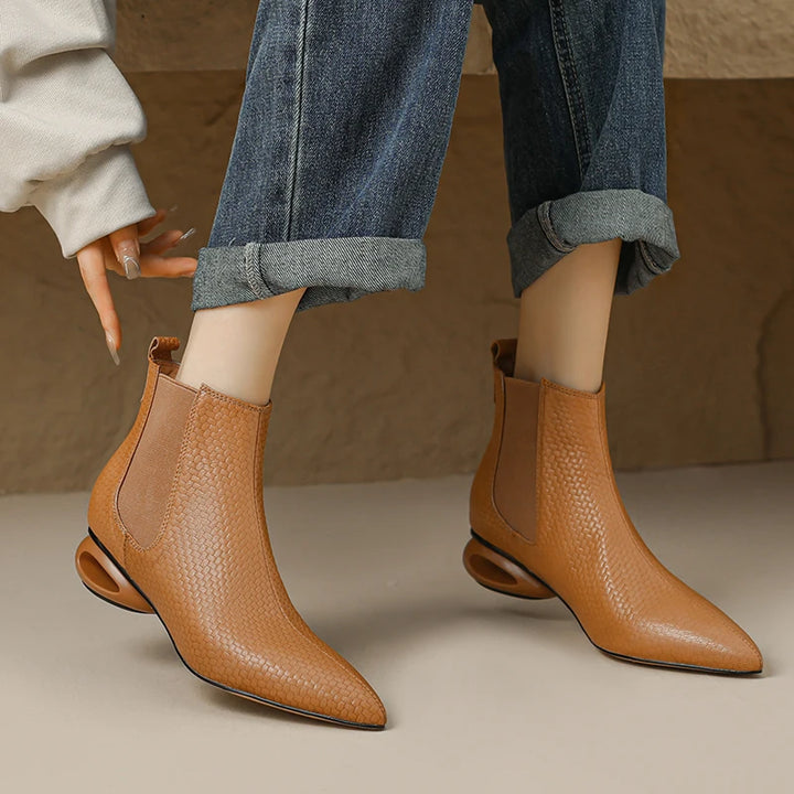 Hazel Hollow Leather Ankle Boots