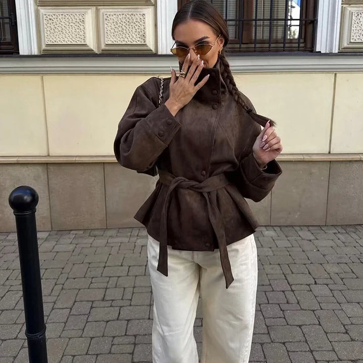 Delphine Belted Funnel Jacket