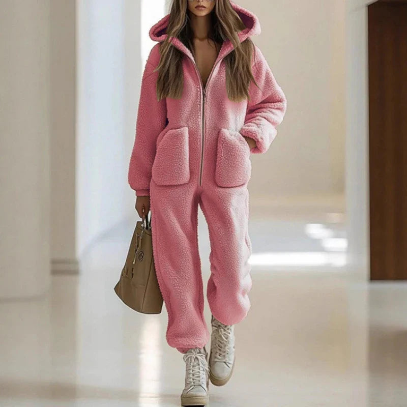 Coralie Zip Front Sherpa Jumpsuit