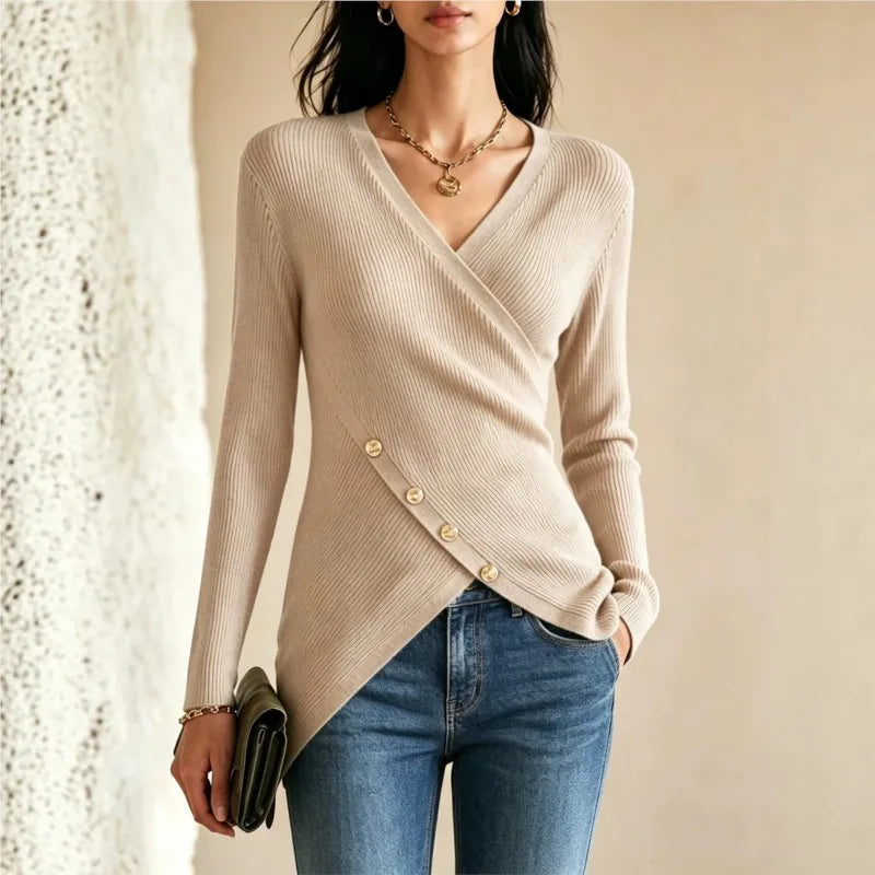 Adeline V Neck Ribbed Sweater