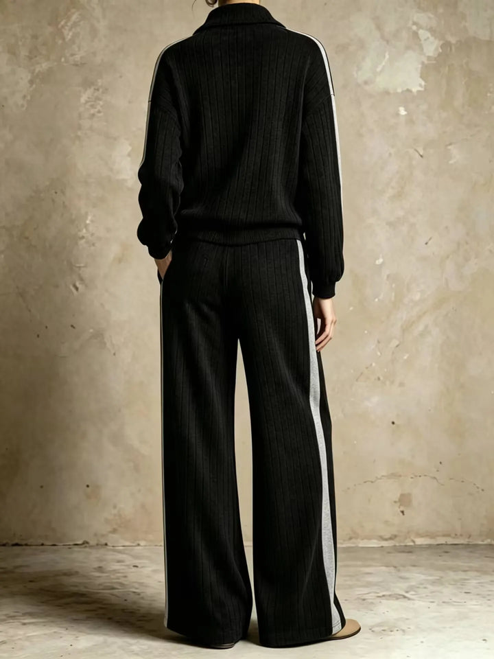 Sasha Ribbed Half Zip Two Piece Set