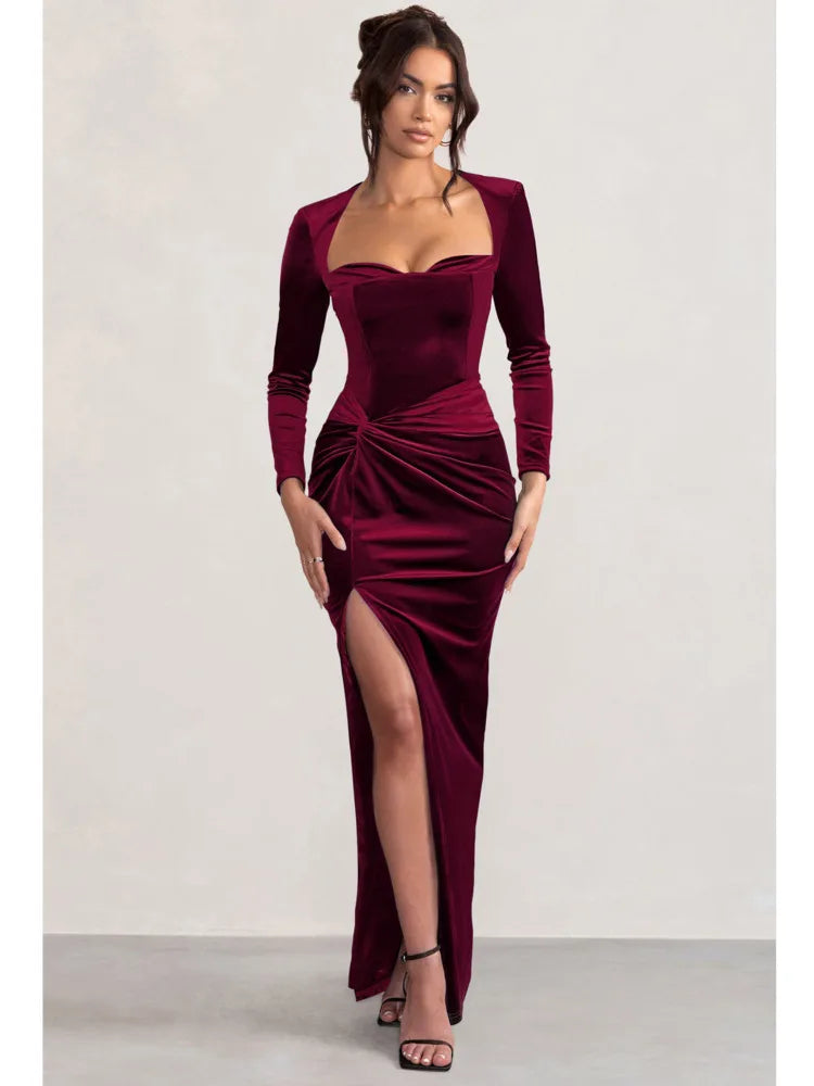 Vivienne Twisted Waist Velvet Gown