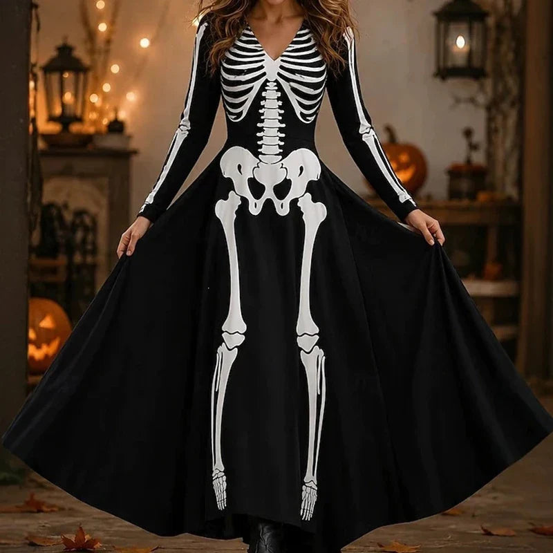 Harlow Skeleton Print Maxi Dress