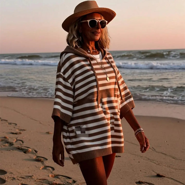 Halston Drawstring Hood Sweater