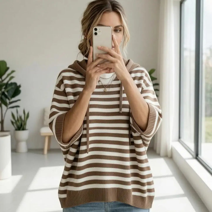 Halston Drawstring Hood Sweater