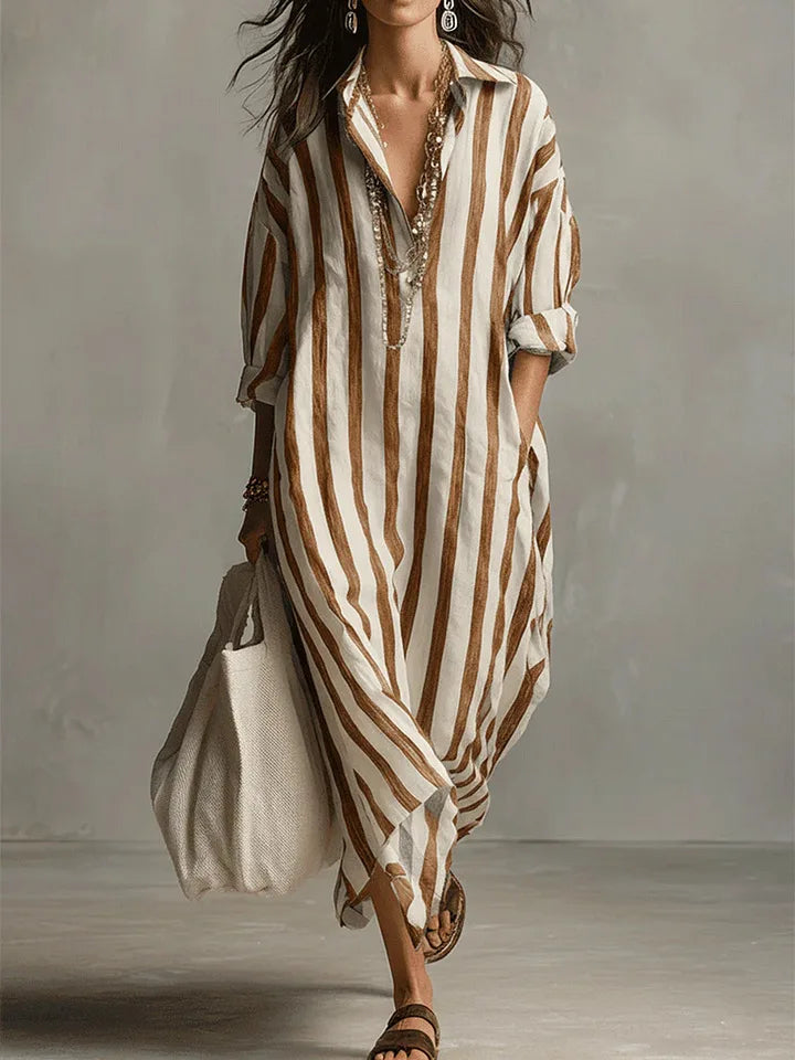 Faye Linen Long Shirt Dress