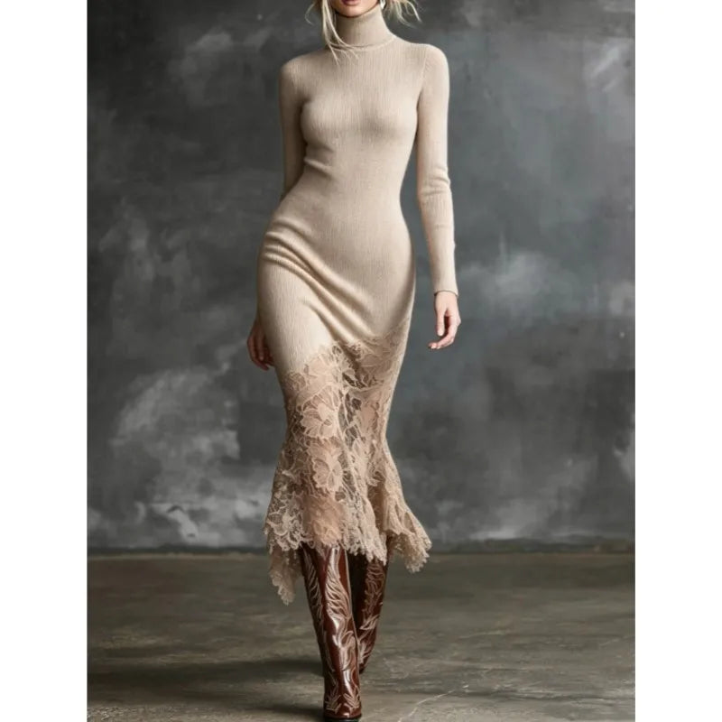 Corinne Ribbed Turtleneck Dress