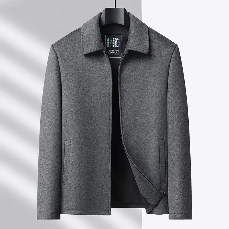 High-end men's fashionable, cool, versatile, trendy and casual woolen executive jacket, dad's suit lapel coat