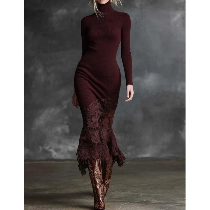 Corinne Ribbed Turtleneck Dress