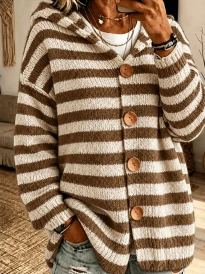 Wrenley Hooded Striped Button Cardigan
