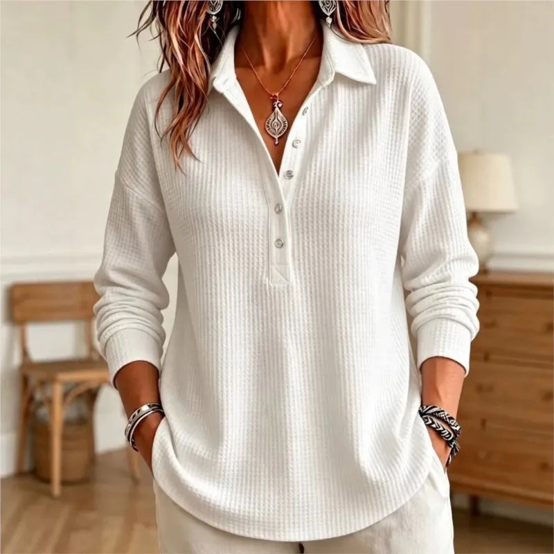 Wren Waffle Knit Polo Sweater