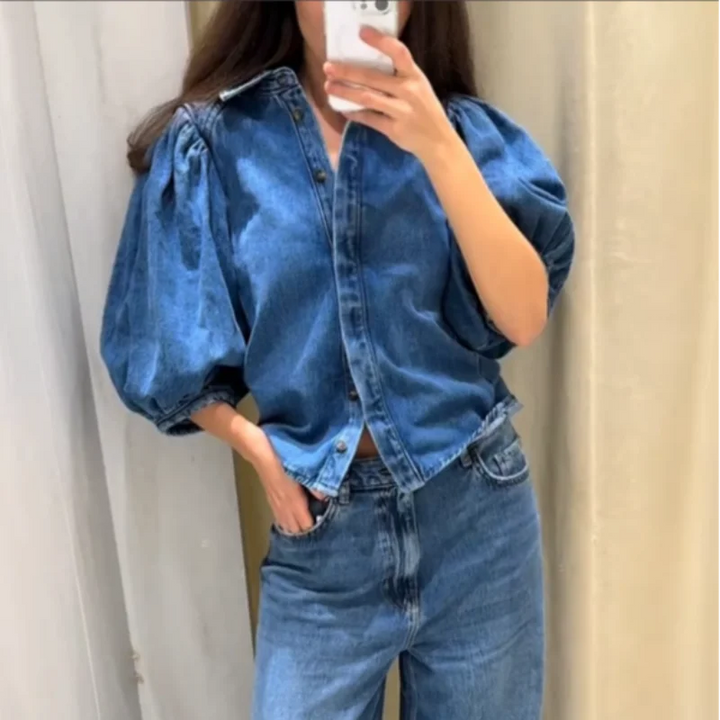 Denim Puff Shirt