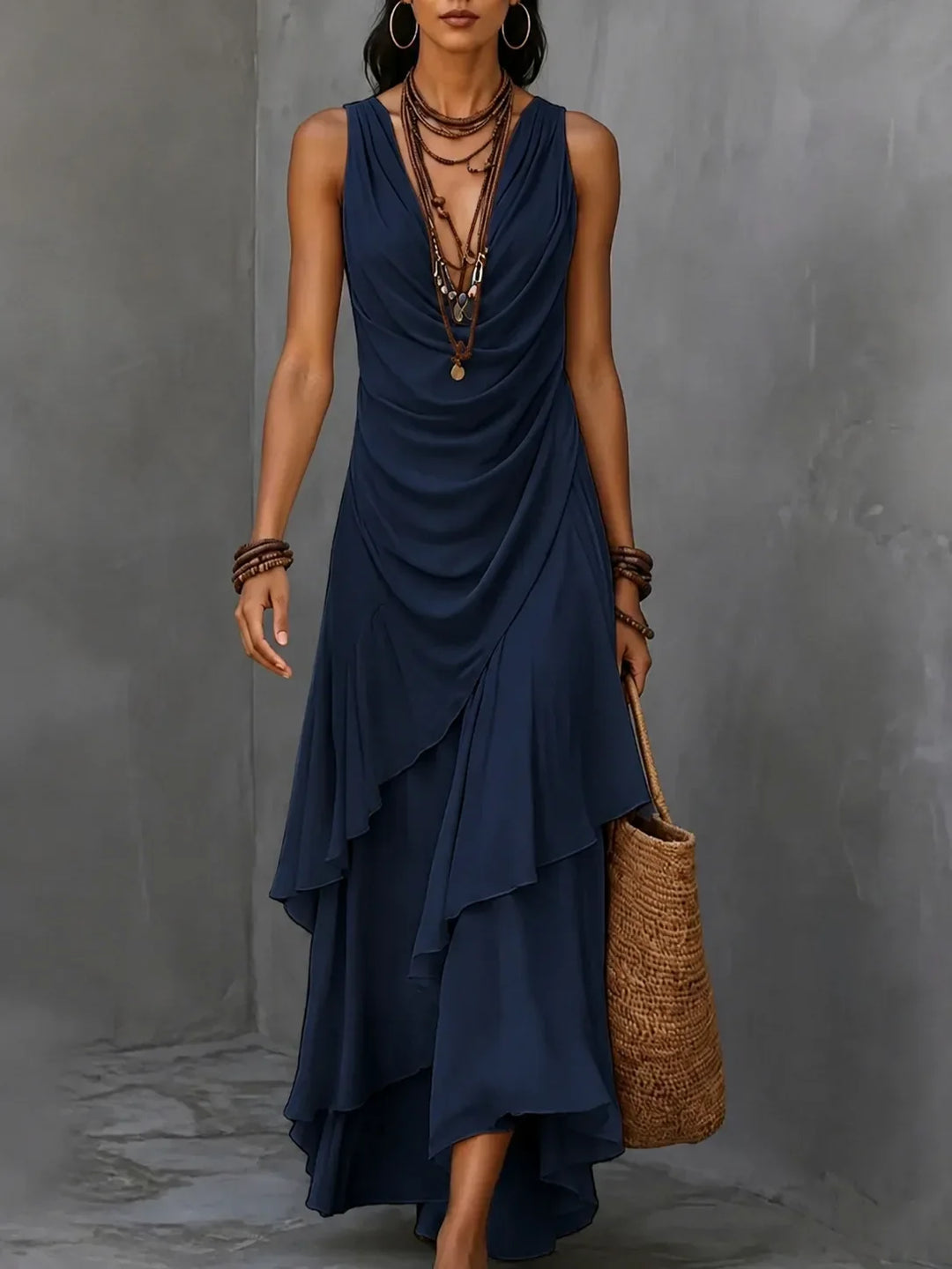 Angela Bohemian Ruffle Maxi Dress