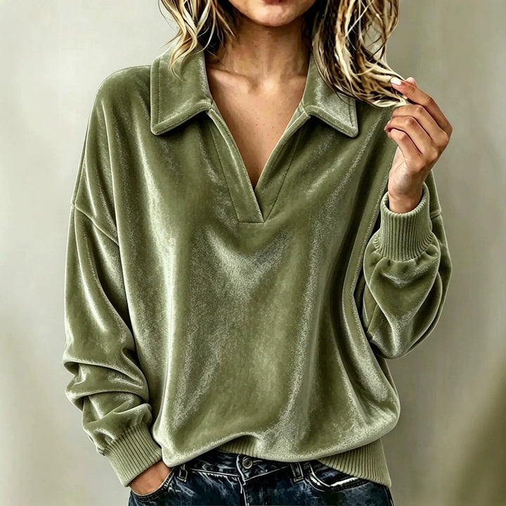 Celestine Velvet Polo Top