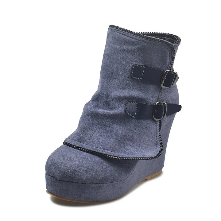 Vesna Buckle Strap Wedge Boots