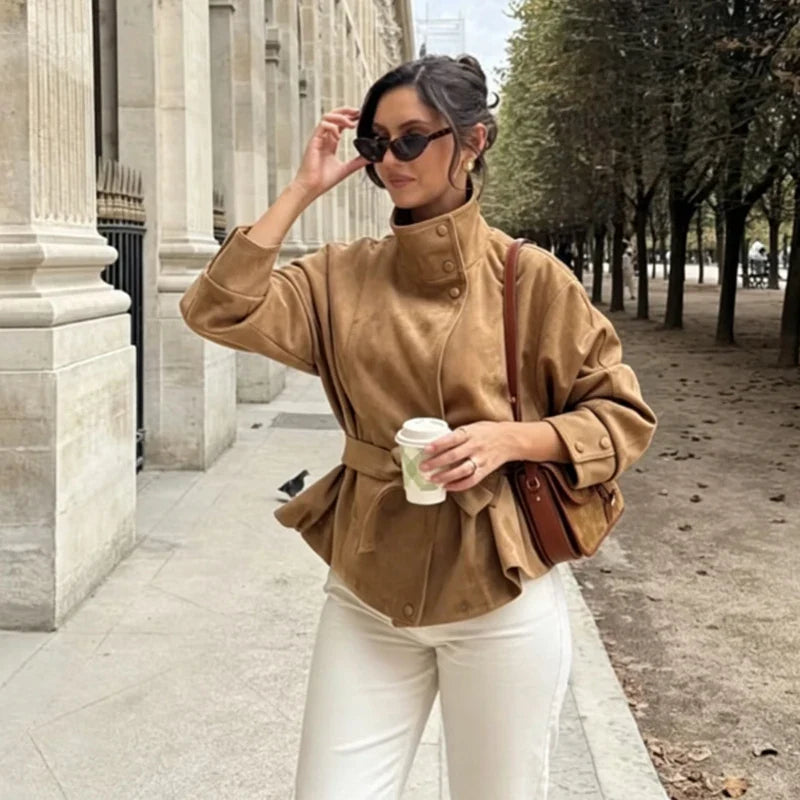 Delphine Belted Funnel Jacket