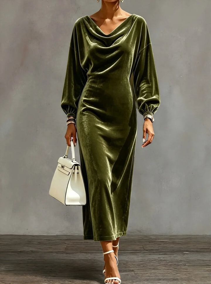 Giselle Cowl Neck Velvet Dress