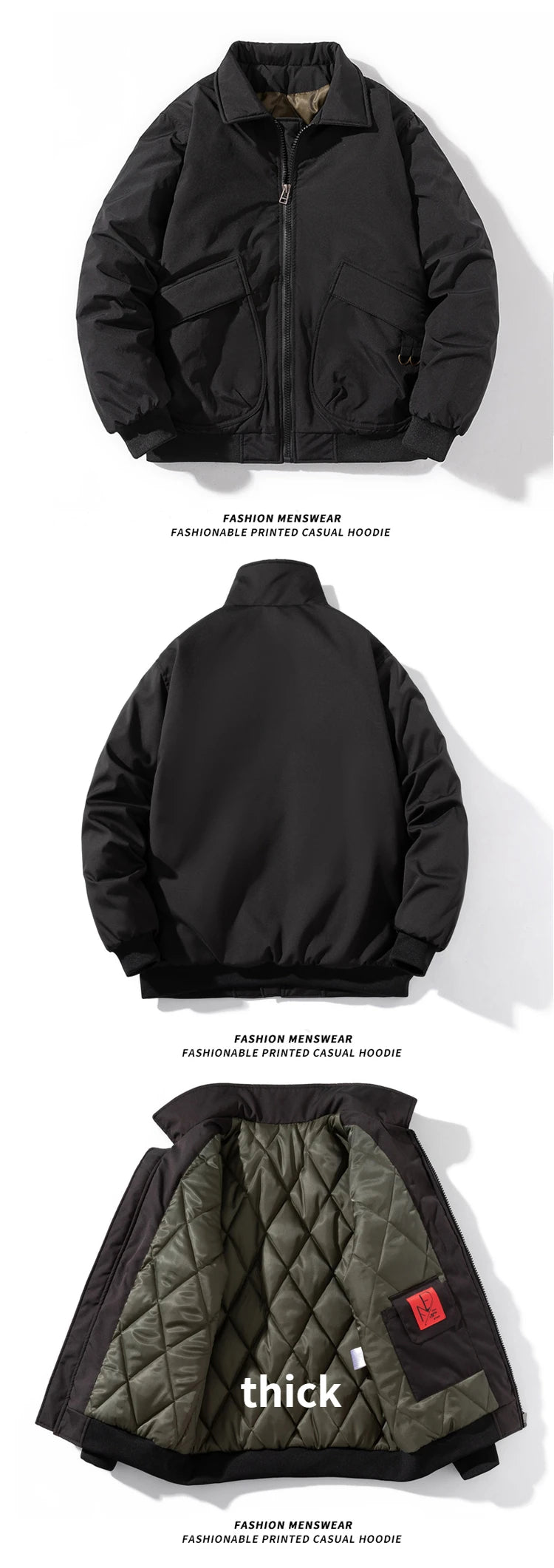 Autumn Winter Jackets Men Solid Bomber Jacket Men Military Vintage Retro Motorcycle Jacket Casual Parkas Windbreaker Pocket Male