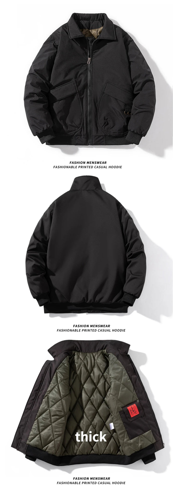 Autumn Winter Jackets Men Solid Bomber Jacket Men Military Vintage Retro Motorcycle Jacket Casual Parkas Windbreaker Pocket Male