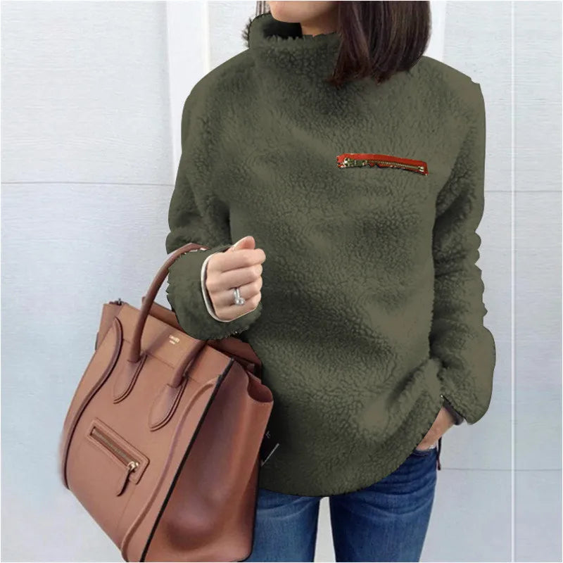 Honora Sherpa Turtleneck Top
