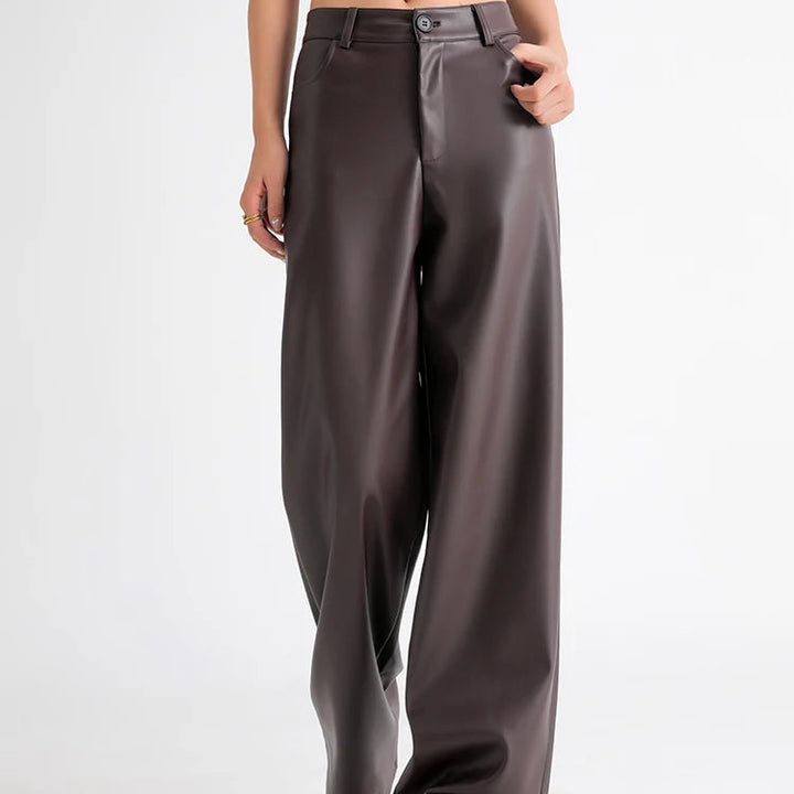 Herringbone Fleece Leather Pants
